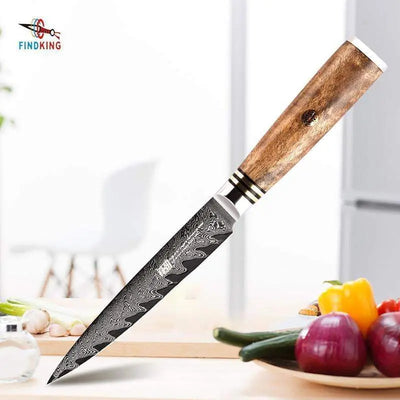 Universalkniv 13cm i 67 lags AUS-10 Damaskus stål i særpreget og eksklusivt design. - kokkekniven.no